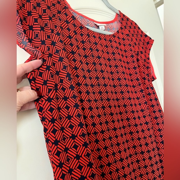Merona Red & Navy Patterned Polyester Dress Women’s Size Medium - Picture 4 of 11